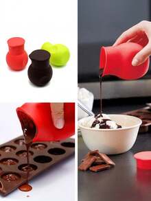 Silicone Chocolate Melter, Microwave Heating And Pouring Candy Butter Heater, Suitable For Mold Heating Sauce, Cream, Silicone Baking Containers, No Electricity Required, Easy To Clean, Suitable For Baking And Cooking, Kitchen Accessories, Baking Tools And Equipment, Cake Baking Accessories, Baking Molds, Chocolate Molds, Food - Multicolor - View 4