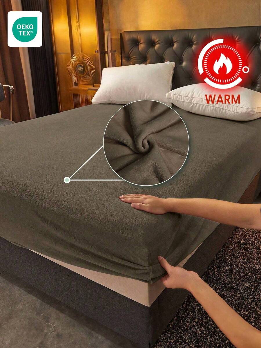 1件床笠，床上用品，床罩，床笠，床垫保护套，纯色床笠，舒适保暖床垫，简约风格家纺，柔软防起球床罩，亲肤床笠，不含枕头和枕套，家居装饰，适用于各种床型 - 棕色 - 查看 1