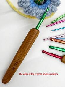 Carbonized Bamboo Handle Colorful Aluminum Crochet Hook Set, Ergonomic Smooth Knitting Needles, For Adult DIY Craft Enthusiasts, 9 Sizes 2.0-6.0mm Full Set, Vintage Popular Handmade Tools, For Sweaters, Socks, Dolls Knitting - Carbonized Colored Head Crochet Hook - View 4