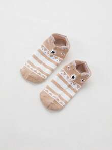 4 pares de calcetines tipo barco con orejas de zorro de dibujos animados y boca poco profunda para mujer, para primavera/verano - Multicolor - Ver 6