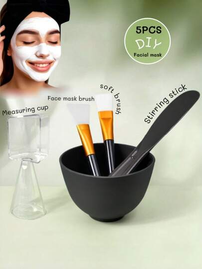 5PCS Facial Mask Tools,Face Mask Mixing Bowl Set, Facial Mask Skincare,Facial Mask Brush,Microwavable DIY Facial Mask Bowl Kit With Brush, Mixing Stick,Spatula And Measuring Cup, Soft Flexible Silicone Beauty Tools For Mixing Clay Masks, Mud Masks And Skincare Products, Reusable Cosmetic Application Set For Home Spa, Salon Facial Treatments And DIY Skincare Routine, Lightweight Portable Beauty Accessory For Women, Perfect Gift For Beauty Lovers And Self-Care Enthusiasts