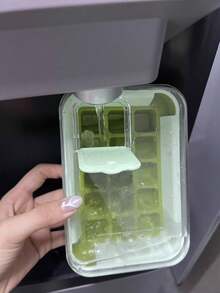 1pc Green Easy-Release Ice Cube Tray With Lid, Large Capacity, Sealed, Easy To Use Ice Mold, Home Kitchen DIY Beverage & Cocktail Ice Maker - Green - View 4