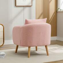 Modern Teddy Velvet Sofa Chair, Chair With Extra Thick Cushion, Unique, Solid Wood Legs, Multicoloured Optional. - Pink - View 4