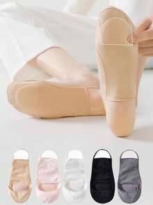 5 Pairs Women Invisible No-Show Socks, Non-Slip Thin Thick Cushion Liner Socks For High Heels & Flats, Breathable Summer - Multicolor - View 2