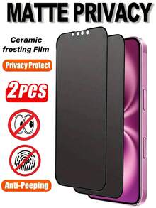 (2-Pack) Matte Privacy Screen Protector Compatible With IPhone 16 6.1", Compatible With IPhone 17 Pro Max, 17, 17 Pro, 16 Plus, 16 Pro Max, 15 Pro Max, 15, 15 Pro, 14 Pro Max, 14, 13, 12 And 11. Anti-Glare, Privacy And Anti-Fingerprint. Made Of Matte PET Material. - Black - View 11