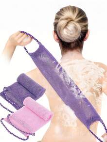 1pc African Mesh Exfoliating Back Long Net Bath Scrub Towel Set,Double-Sided For Gentle,Rough Exfoliation, Effective Body Scrub, Back Scrubber For Shower Use,Premium Mesh Material, Convenient Strap Towel Design, Loofah Towel, Body Sponge For Smooth Skin,Great For Daily Use - Bath Strip - View 1