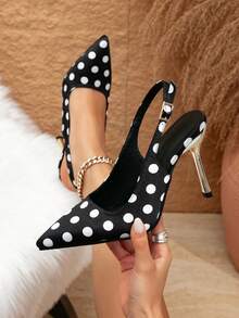 Women's Pointed Toe High Heel Sandals, French Style Versatile Fit Dresses, Hollow Toe Pumps For Spring/Summer/Autumn - Black - View 1