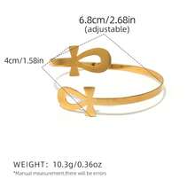 JWIGP Ankh Cross Adjustable Ring – Gold Plated Chunky Statement Band, Egyptian Sym.Bol Jewelry, Stainless Steel Spiritual Thumb Index Midi Retro Vintage Fashion Accessory For Women Men - 金安卡手鐲 - 查看 7