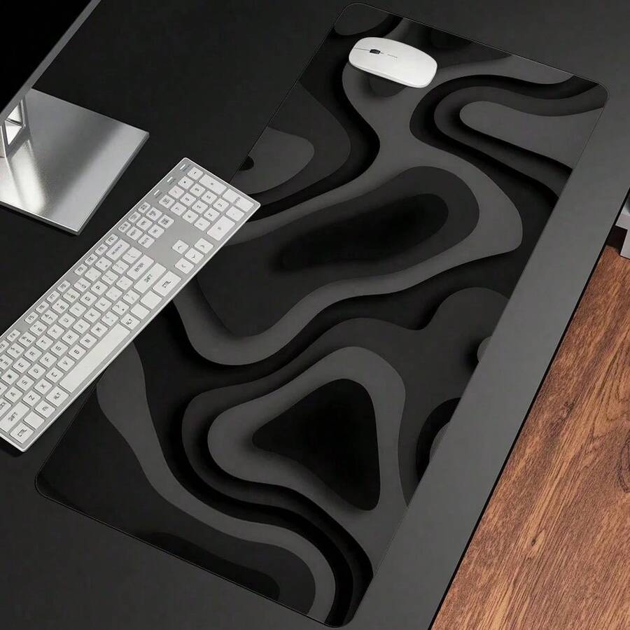 1 Peça Tapete e Mouse Pad Gamer Extra Grande - Design de Redemoinho Preto e Cinza, Superfície Antiderrapante, Cobertura Estendida para Teclado, Fibra com Base de Borracha, Tapete de Mesa de Computador/Escritório/Doméstico para PC, Laptop, Setup de Jogos (Textura de Mármore, Retangular) - Ideal para Áreas de Trabalho, Tapete Protetor de Mesa com Padrão de Redemoinho Preto e Cinza, Tapete de Estudo, Tapete de Teclado Disponível em Vários Tamanhos 15,7*35,4 In(40*90 Cm)