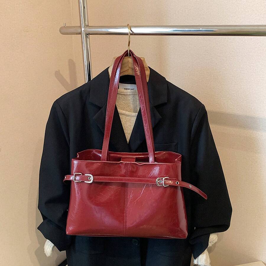 Men Tote Bags - Wine Red Without Pendants - View 1