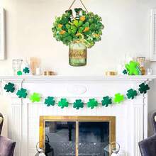 1 pièce Décoration de porte pour la Saint-Patrick, couronne en bois en forme d'arbre à trèfles à quatre feuilles porte-bonheur irlandais, décoration murale de porte d'entrée pour fête de la Saint-Patrick - Multicolore - Voir 6