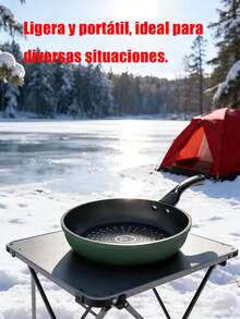 Sartén Plana Antiadherente Verde para Cocina,Sartén Multiuso sin Tapa para Mariscos, Huevos y Panqueques,Cacerola Ligera de Calentamiento Uniforme para Uso Diario en el Hogar - 24CM Verde - Ver 7