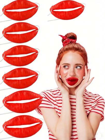 3pcs/Set Oversized Novelty Lip Prop, Funny Red Big Lips Sausage Decor, Suitable For Wedding, Party, Theme Events And Photo Props - Birthday And Holiday Gifts