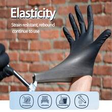 100pcs Nitrile Disposable Gloves-Latex Free, Non Rubber Gloves For Cleaning, Cooking, Food Prepping, Professional Protective Gloves - 黑色 - 查看 8