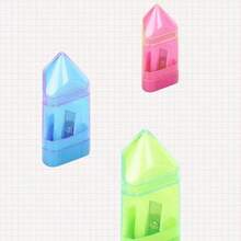 3pcs Triangle Erasers, Pencil Sharpeners, Rotary Pencil Sharpeners, Student Stationery, Eyebrow Pencils - Eraser and Pencil Sharpener 2-in-1 - View 3