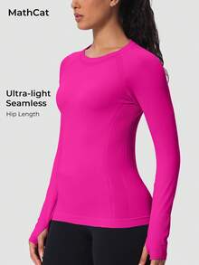 MathCat 3 Pack Women's Compression Shirt Long Sleeve Workout Tops Athletic Baselayer Quick Dry Gym Yoga Running T-Shirt - 黑色#桃粉色#玫紅色02 - 查看 2