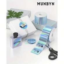 Laser Holographic Thermal-Sensitive Label Stickers, 50*50mm Printable Holographic Thermal Labels, Self-Adhesive Thermal-Sensitive Label Stickers, Suitable For Signage, Office Use, And Logo Labelling. - Multicolor - View 7