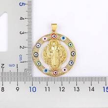 New Retro Round Shape Saint Benedict Medal Pendant Necklace For Women Men Copper Drip Oil Evil Eye Zirconia Chain Choker Jewelry - Pendant Necklace - View 4