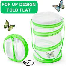 Insect & Butterfly Habitat Insect Net Cage, Caterpillar House, Insect Breeding Cage, Pop-Up Insect & Butterfly Habitat Breeding Cage With Transparent Net Cover - Green - View 3