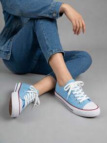 Tenis mujer hombre bota choclo urbano casual zapato deportivo cómodo confort moda unisex 22mx-28mx lona calidad premium raya negra o raya roja - Azul - Ver 3