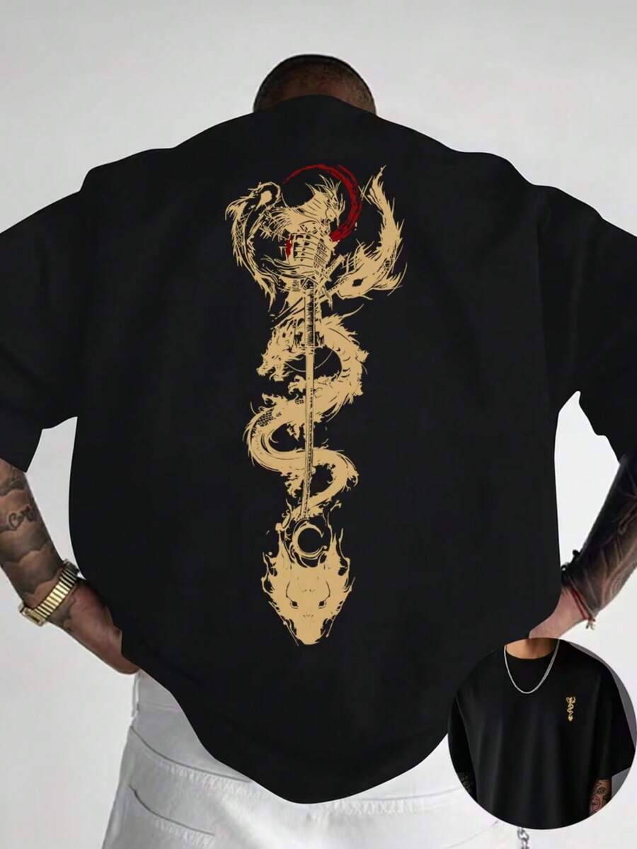 Camiseta Elementos Japoneses Camisa Blusa Unissex Masculino Feminino 100% Algodão Top Premium Street Wear Lançamento Envio Imediato Varias Cores!! Plus Size - Preto - Visão 1