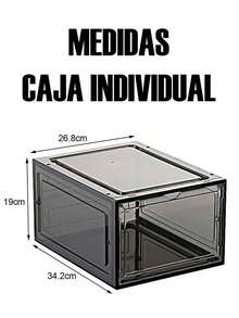 Zapatera de plástico organizadora de zapatos apilable y plegable, Sneaker box estante para tenis, caja de acrílico mueble para tenis 6 cajas - Negro - Ver 2