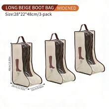 1个/2个/3个旅行鞋袋，靴子收纳袋，防尘踝靴保护袋带提手，便携式防水短靴，男女鞋履收纳整理袋（踝靴） - 米色 - 查看 17