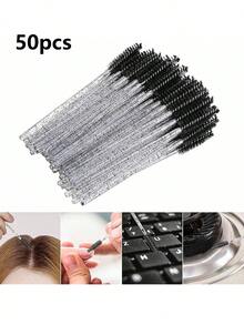 100支一次性睫毛膏刷，配1支可重复使用的软管（并非所有SKU均采用软管包装） - 粉色和黑色尼龙刷毛，细柄睫毛眉刷，适用于睫毛嫁接，睫毛嫁接工具，睫毛膏刷替换刷，时尚设计，经久耐用 - 黑色 - 查看 11