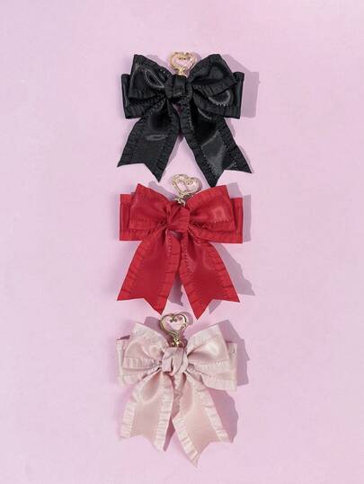 1pc Women's Solid Color Casual Minimalist Pleated Ruffle Bow Decor Accessory, Suitable For Decorating Keys, Bags, Clothing, A Delicate Gift For Friends