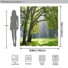 1 Stück Duschvorhang mit Sonnenwald Paulownia Baum, Natürlicher Stil Badezimmer Duschvorhang, Morgennebel Grüne Wiese Badezimmer Vorhang, Geeignet für frische Badezimmer Dekoration, Leuchtend grünes Blatt Badezimmer Accessoires, Entspannende Badezimmer Artikel, Geeignet für rustikalen Stil Badezimmer ruhiger Duschvorhang, Strapazierfähiger rustikaler Stil Heim Badezimmer Duschvorhang - Grüne Knospen - Übersicht 3