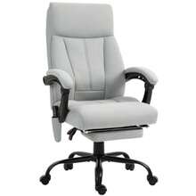 Massaging Office Chair With Reclining Function, Ergonomic Office Chair, Height-Adjustable Executive Chair With Footrest, Light Gray, For Office And Home Office Use - Grey - View 1