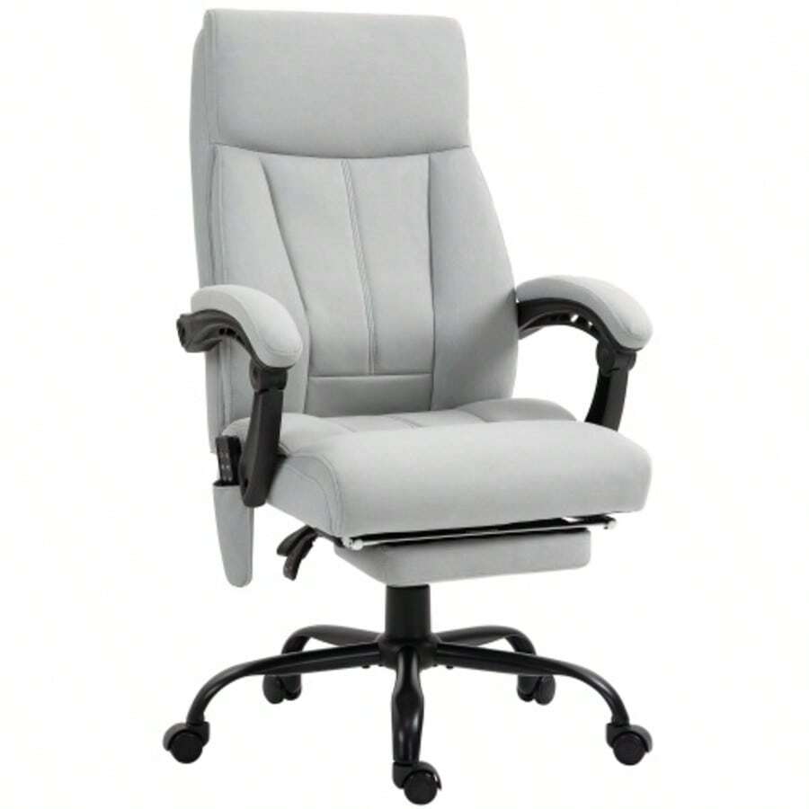 Massaging Office Chair With Reclining Function, Ergonomic Office Chair, Height-Adjustable Executive Chair With Footrest, Light Gray, For Office And Home Office Use - Grey - View 1
