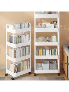 3/4 Tier Kitchen Storage Trolley Cart With Wheels Bathroom Laundry Rolling Rack 99*37*26cm,Black/ White - Multicolor - View 5