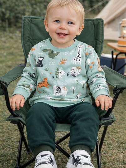 Hibobi 2 piezas Conjunto de Sudadera con Estampado de Dinosaurio para Niño, Ideal para Niños de 1 a 5 Años en Primavera y Otoño