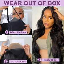 28 Inch 13x4 Transparent Lace Front Wigs And 5x5 Lace Closure Human Blended Hair Wigs 200% Density Wear And Go Glueless Wigs Pre Plucked Pre Cut Body Wave For Women No Glue Lace Front Closure Ready To Wear Wigs - Natural & Black - View 3