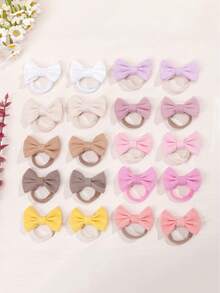 20/40pcs Soft Fabric Bowknot Elastic Hair Ties, Suitable For Girls, Soft & Breathable Hair Accessories For Easter Egg Hunting, Spring Picnics, Carnivals, Daily Wear, Photo Props - Multicolor - View 3
