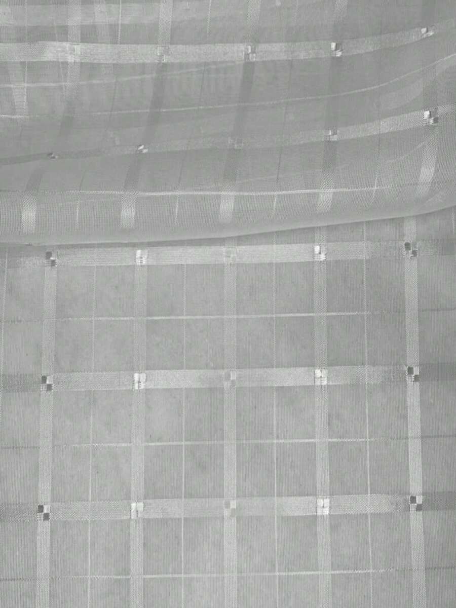 Voile Fabric Checkered Curtain | Checkered Voile - Curtains, General Decorations - White 02 - View 1