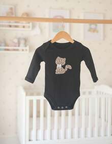 Sempre Bebê Baby Girl Clothing Set Long Sleeve Bodysuit With Pants And Headband Blogger Diva Kitty Leopard Print Bow Outfit Winter Cold Weather Set Black Leopard Print Luxury Blogger Black Kitty Bow Chic - 黑色 - 查看 6