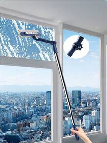 1 pieza Herramienta de limpieza de vidrio multifuncional, Limpiacristales giratorio de 360 grados para ventanas altas del hogar, Herramienta de limpieza de ventanas de doble cara - Varilla de empalme de tipo giratorio - Ver 9