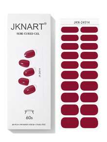JKNART 20片半固化凝胶美甲贴纸，高光泽指甲油贴纸，多种颜色和款式，适合DIY美甲，易于使用，在家即可打造沙龙级美甲效果[需使用UV灯固化] 美甲用品 - 彩色 - 查看 17