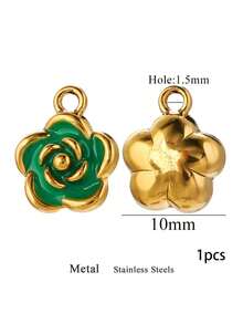 1个5/8/10毫米不锈钢吊坠，金色珐琅玫瑰花，用于珠宝制作DIY耳环、项链、手链，批发 - 彩色 - 查看 14