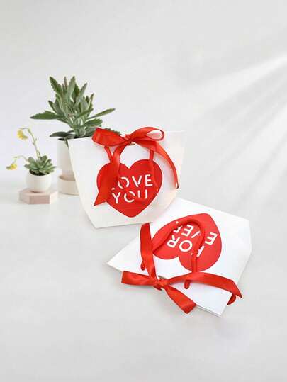 3件套简约蝴蝶结手提包，适合购物、聚会、订婚、节日、情人节礼物包装