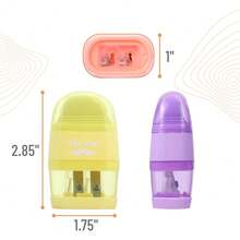 Pencil Sharpener & Eraser, 4 Pack, Colorful, 2 Sharpening Holes, Manual Handheld Small Pencil Sharpener - Macaron Colors - View 3
