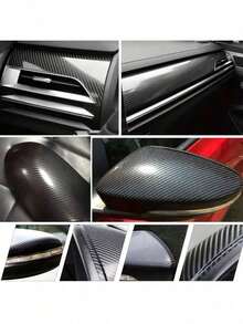 1pc Black Carbon Fiber Vinyl Film - PVC Material, Super Glossy Texture, Bubble Release Design, For Styling - Durable Thin Film Sheet - One Size - View 6