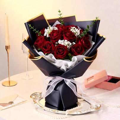 40/20/10 piezas Ramo de flores de rosa artificial, adecuado para el Día de San Valentín, ramo de flores de rosa artificial roja, rosas artificiales de tallo largo de terciopelo, adecuado para la decoración de habitaciones rojas, ramo de novia, decoración central de boda DIY, fiesta de compromiso, ducha nupcial, decoración del Día de San Valentín, decoración de baby shower, decoración del hogar