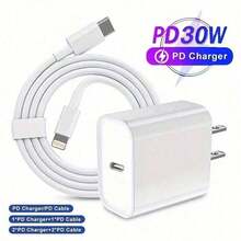 30W Fast Charger Set 6ft Data Cable - High-Speed Sync Charge Wall Adapter Kit - White - View 11