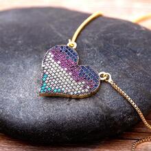 Light Luxury Bohemia Style Heart Pendant Necklace For Women Female Pave Shiny Crystal Zirconia Cute Love Charms Jewelry Fine Gifts - Gold - View 5