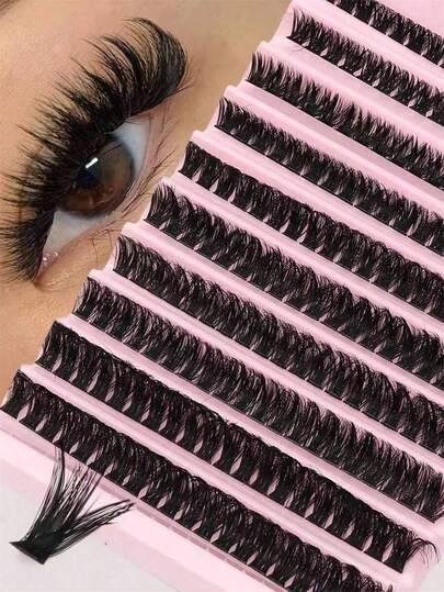 200pcs DIY Lash Extension Kit - D Curl Cluster Lashes With Applicator Tools For Natural Volume & Effortless At-Home Application (Salon-Lash Effect)