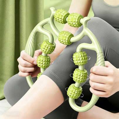 Dụng cụ massage và kéo giãn chân 9 bánh, con lăn massage cơ màng, con lăn massage làm thon gọn chân, thiết bị massage làm thon gọn cánh tay, cẳng chân, lưng, vai và đùi, dụng cụ massage đa năng phù hợp cho nam và nữ, yoga, thư giãn cơ bắp sau tập luyện, phụ kiện tập gym yoga.