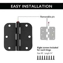 3-Pack 3.5-Inch X 3.5-Inch Interior Door Hinges With 5/8-Inch Radius, Oil Rubbed Bronze, Heavy Duty Steel Construction, Left- Or Right-Handed – Design House, 181438 - Matte Black-3 - 查看 6